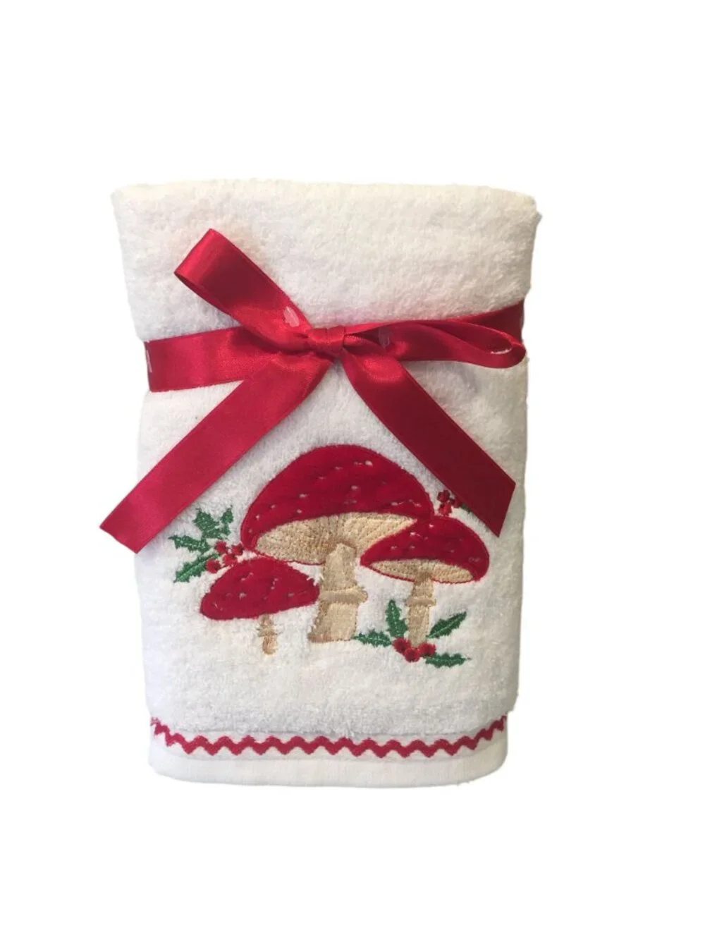 Beekman Home Holiday Dimensional Mushrooms Hand Towels Set of 2